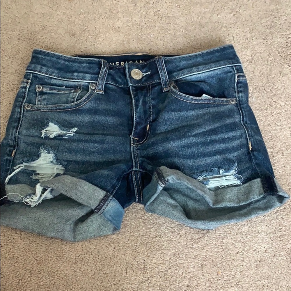 Ripped jean shorts